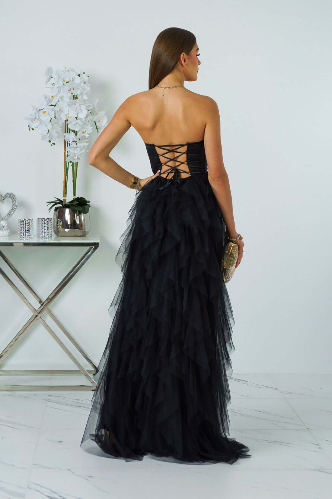 Arely - Sukienka maxi tiulowa czarna