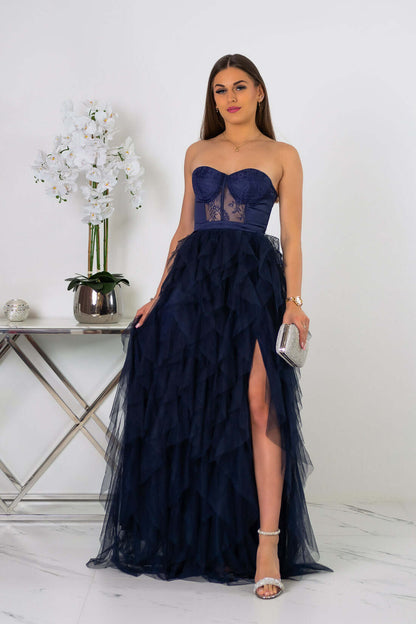 Arely - Sukienka maxi tiulowa granatowa