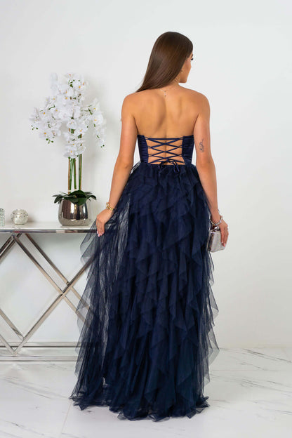 Arely - Sukienka maxi tiulowa granatowa