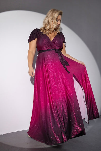 Sukienka LUMIRA Fuksja Ombre Plus Size